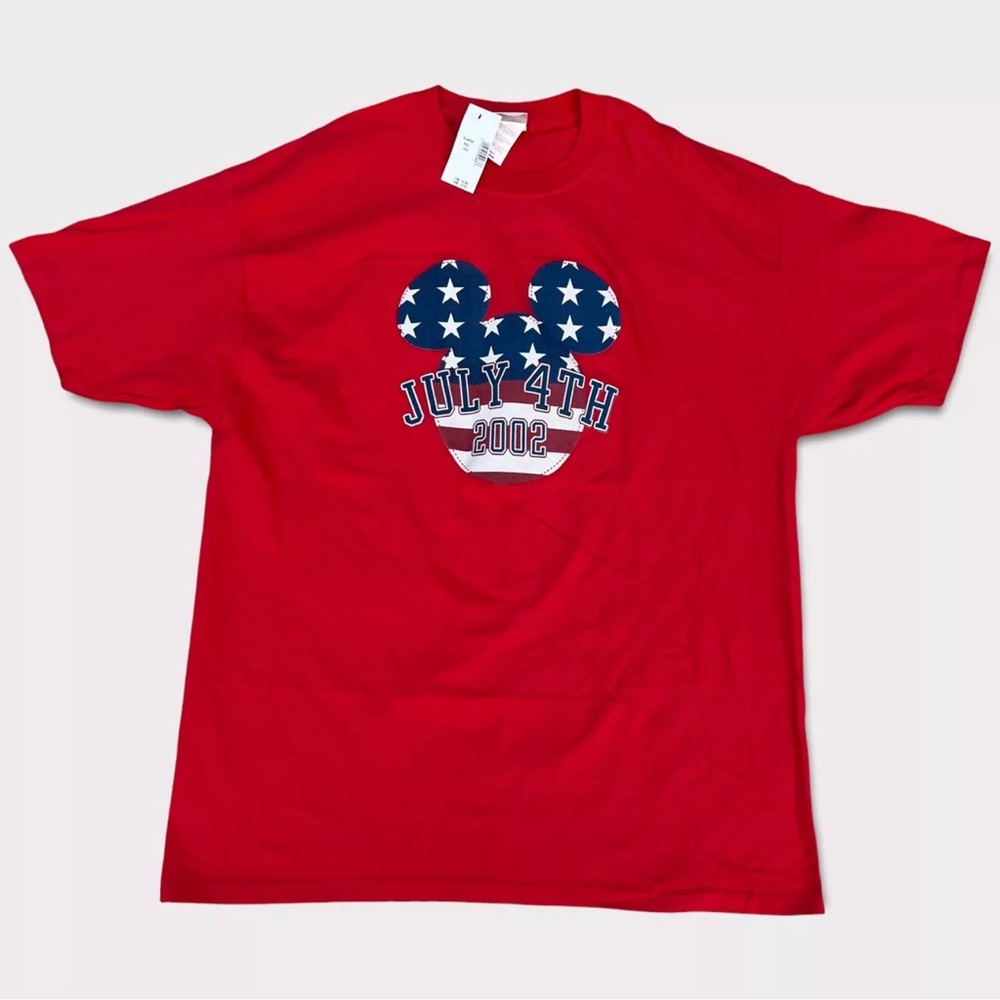 NWT Vintage Disney Store 2002 4th Of July Mickey American Flag Promo Tshirt XL